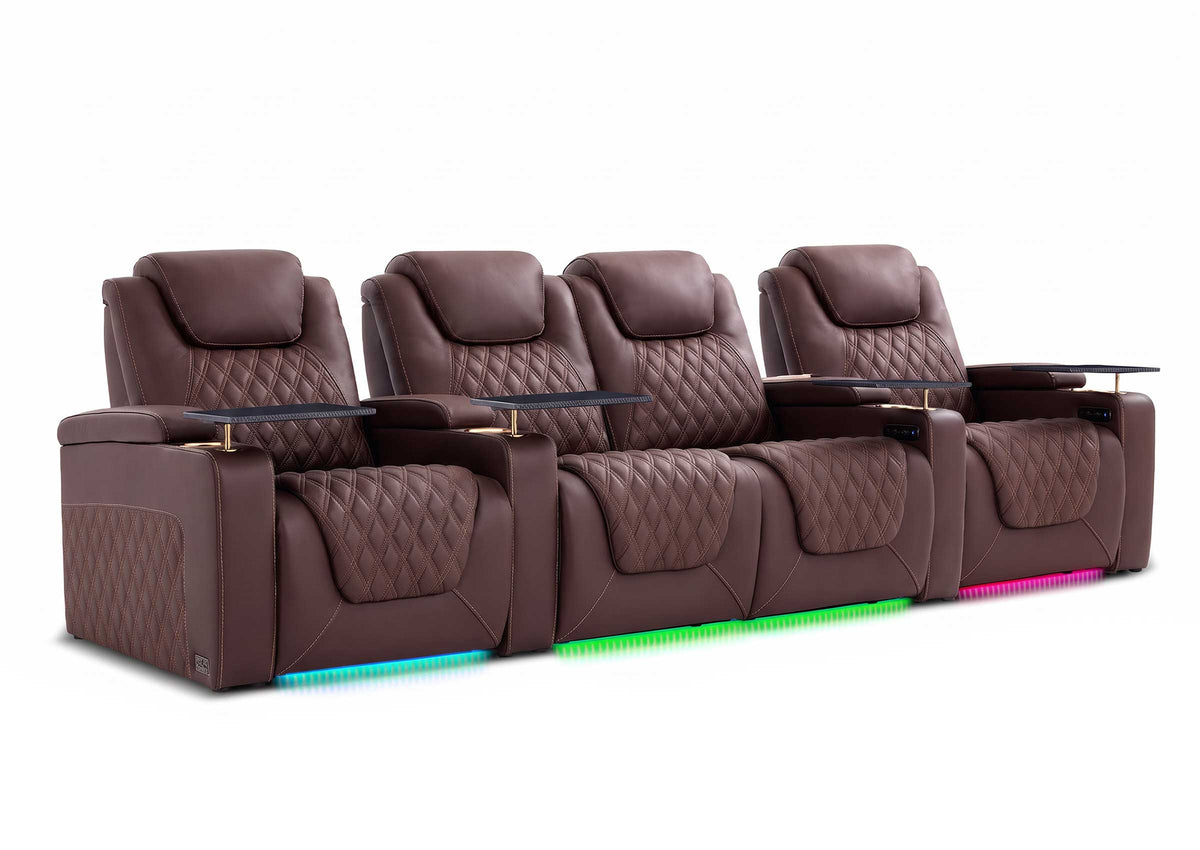 Weilianda Chic XL Series Four Seat Luxury Home Cinema Recliner | Big & Tall Comfort & Top Grain Leather