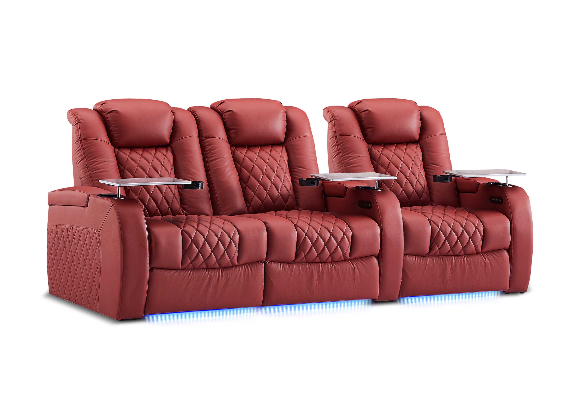 Weilianda FortLux XL Series – Big & Tall Design | Three-Seat Movie Theater Seating with Geniune Leather and USB Charging Ports
