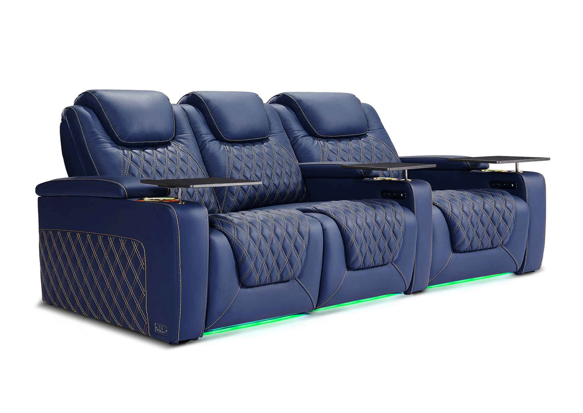 Weilianda Chic XL Series 3-Seat Leather Sofa | Extra-Wide Seating & 7-Color Ambient Lighting