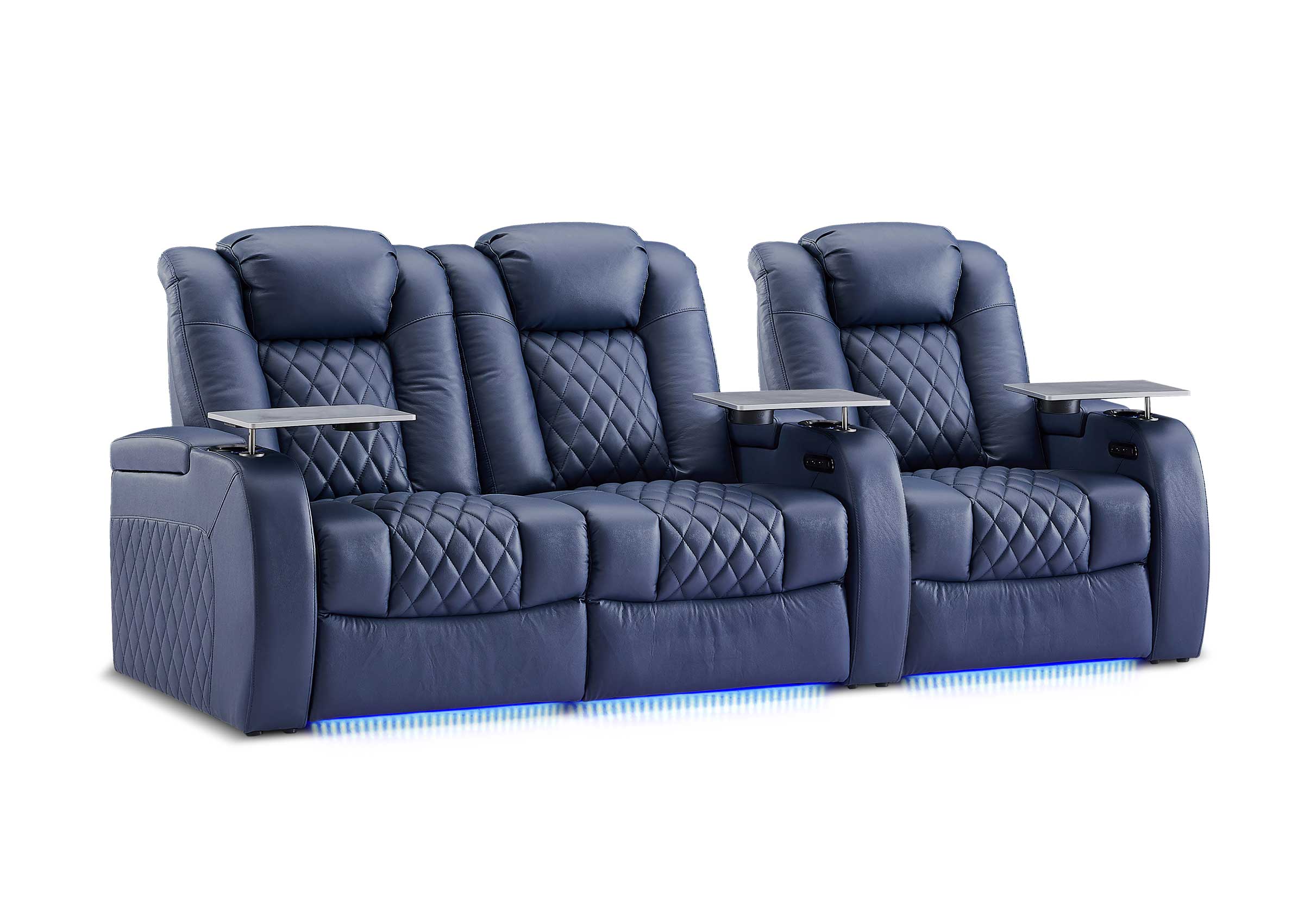 Weilianda FortLux XL Series – Big & Tall Design | Three-Seat Movie Theater Seating with Geniune Leather and USB Charging Ports