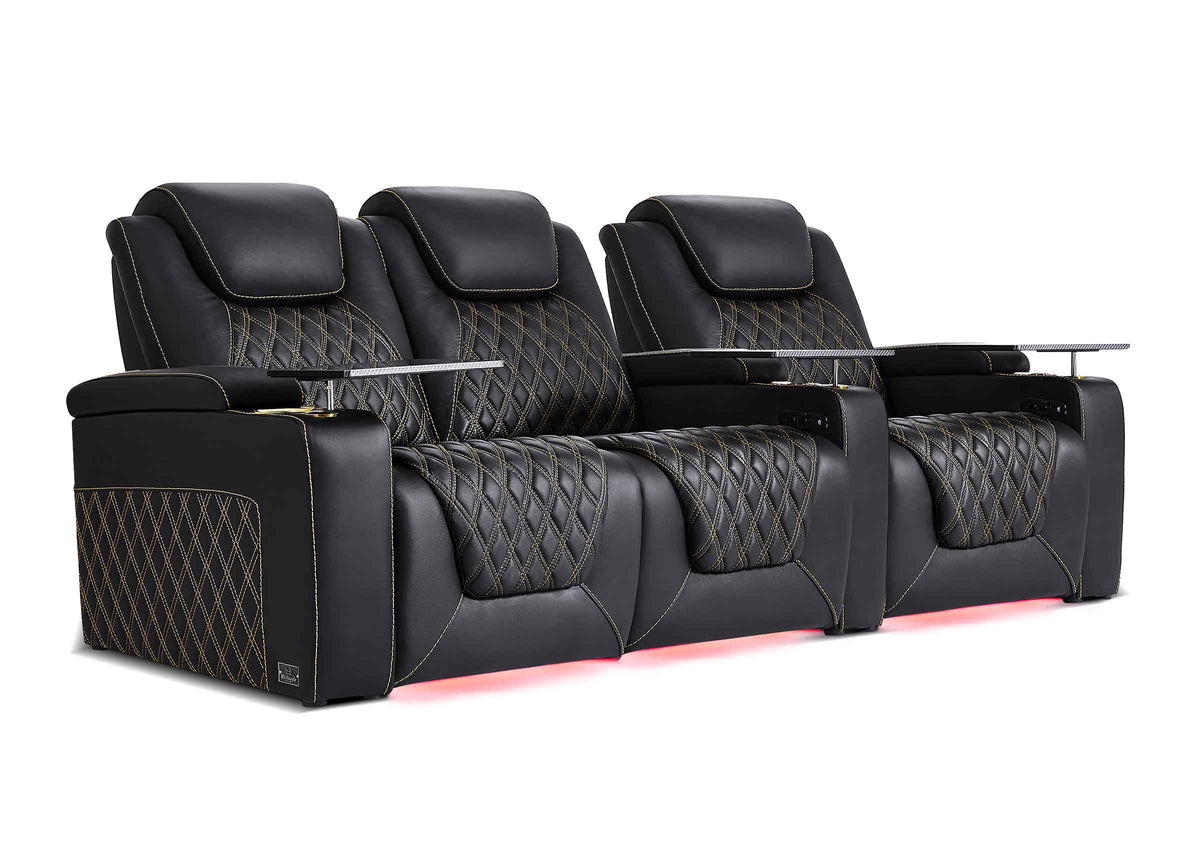 Weilianda Chic XL Series 3-Seat Leather Sofa | Extra-Wide Seating & 7-Color Ambient Lighting