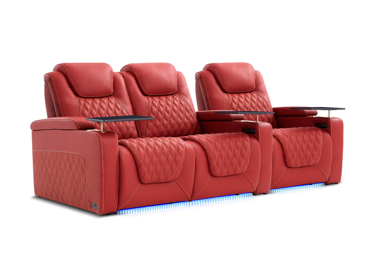 Weilianda Chic XL Series 3-Seat Leather Sofa | Extra-Wide Seating & 7-Color Ambient Lighting