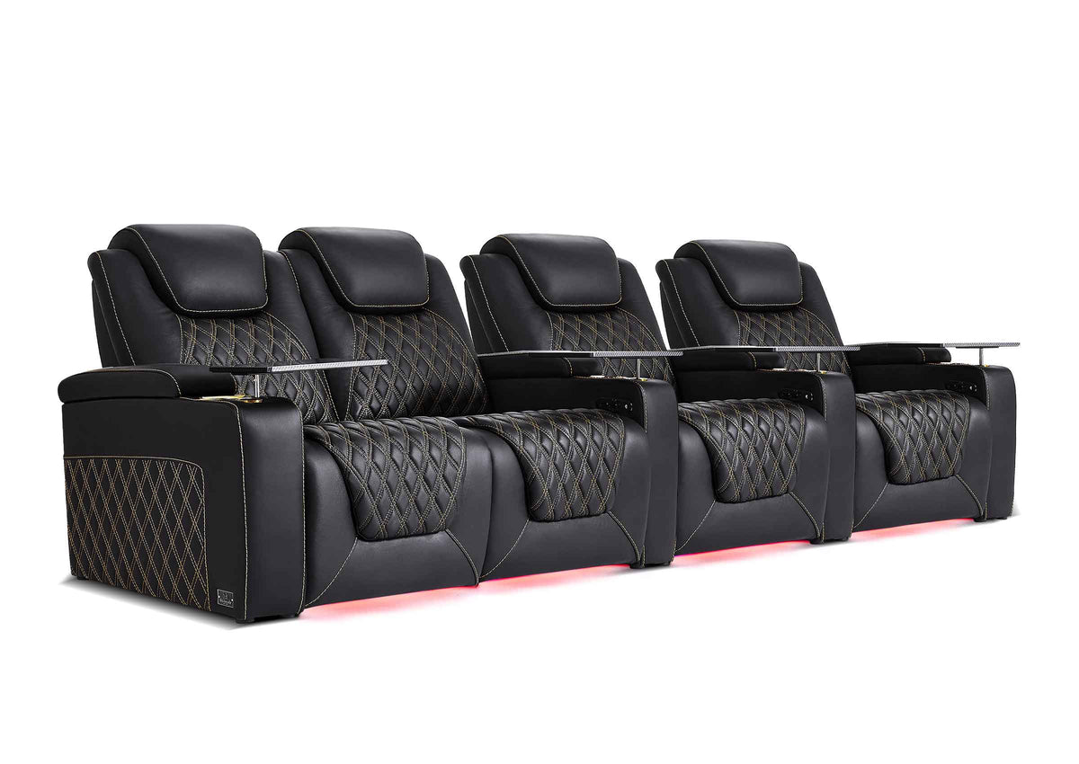 Weilianda Chic XL Series Four Seat Luxury Home Cinema Recliner | Big & Tall Comfort & Top Grain Leather