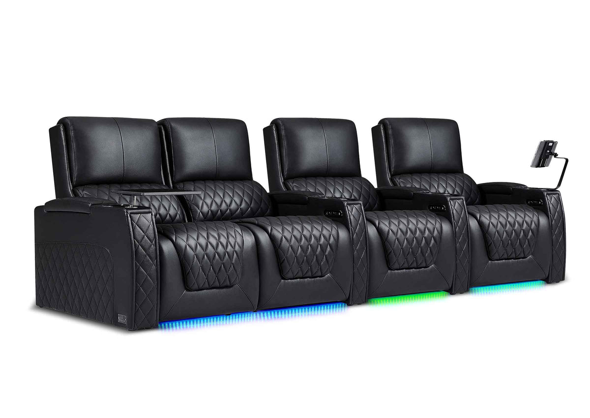 Weilianda AstroUltra XL Series – Big & Tall Design Four Seat Power Recliner | Top Grain Leather & Multi-color Lighting