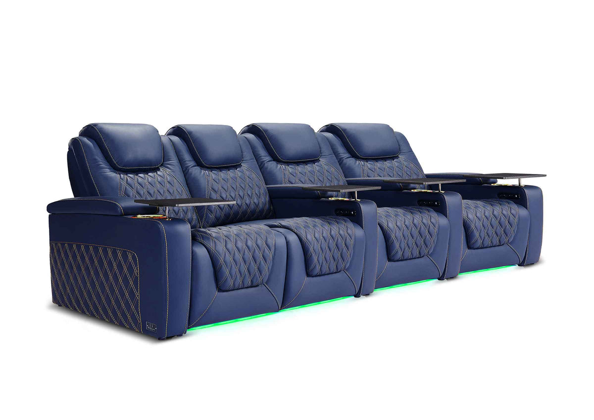Weilianda Chic XL Series Four Seat Luxury Home Cinema Recliner | Big & Tall Comfort & Top Grain Leather