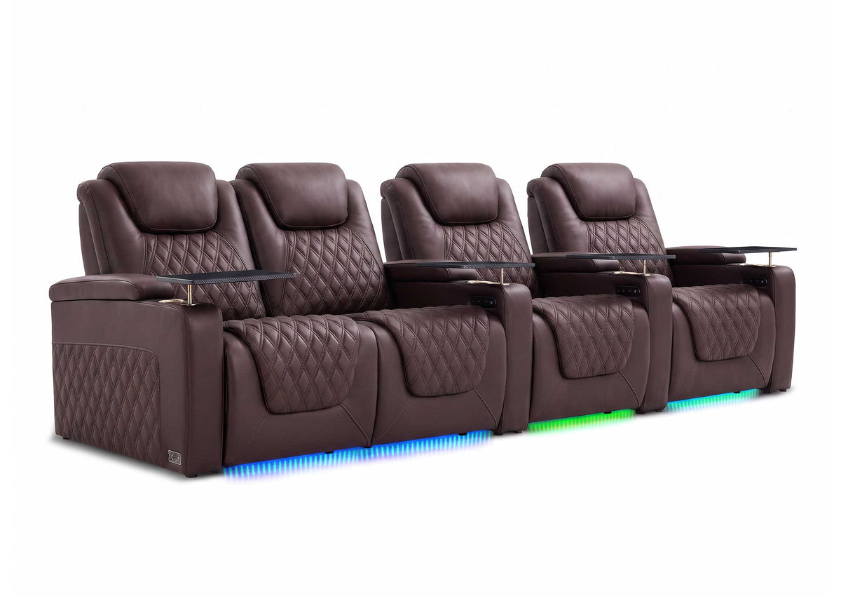 Weilianda Chic XL Series Four Seat Luxury Home Cinema Recliner | Big & Tall Comfort & Top Grain Leather