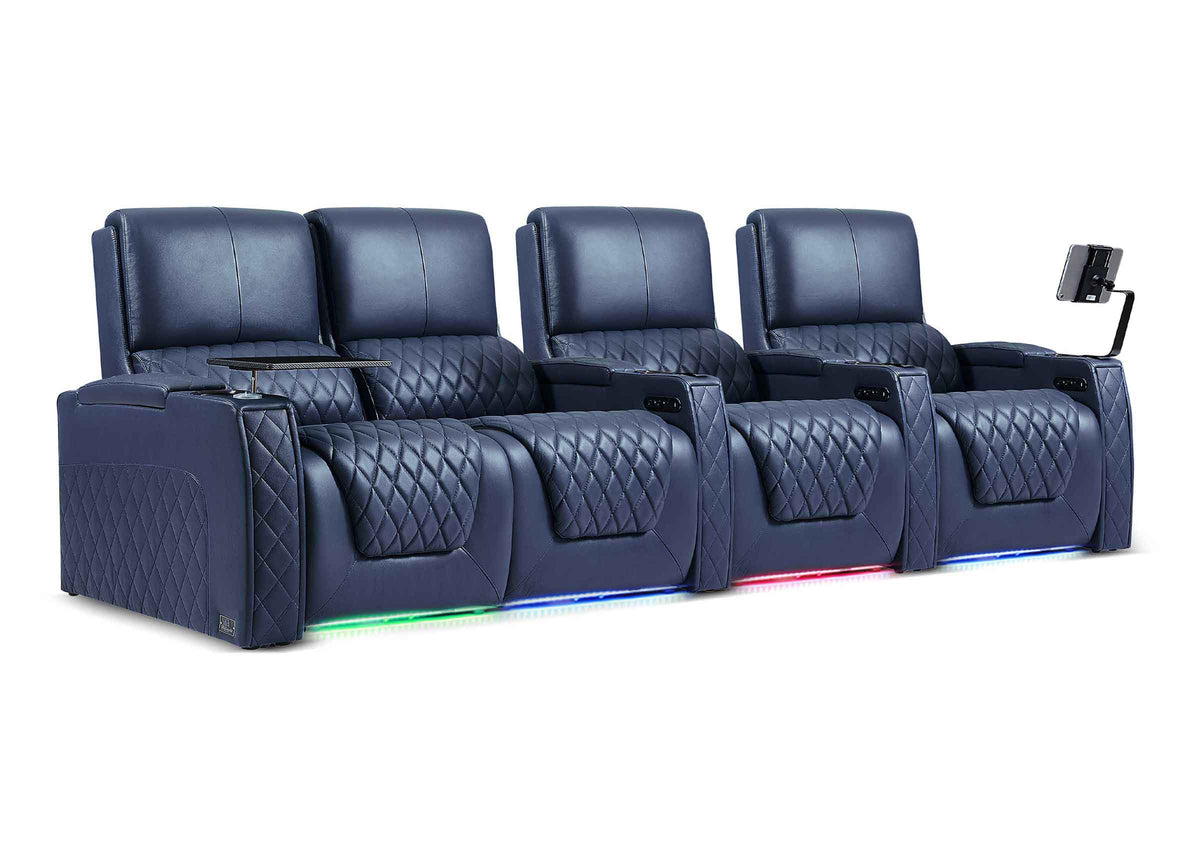 Weilianda AstroUltra XL Series – Big & Tall Design Four Seat Power Recliner | Top Grain Leather & Multi-color Lighting