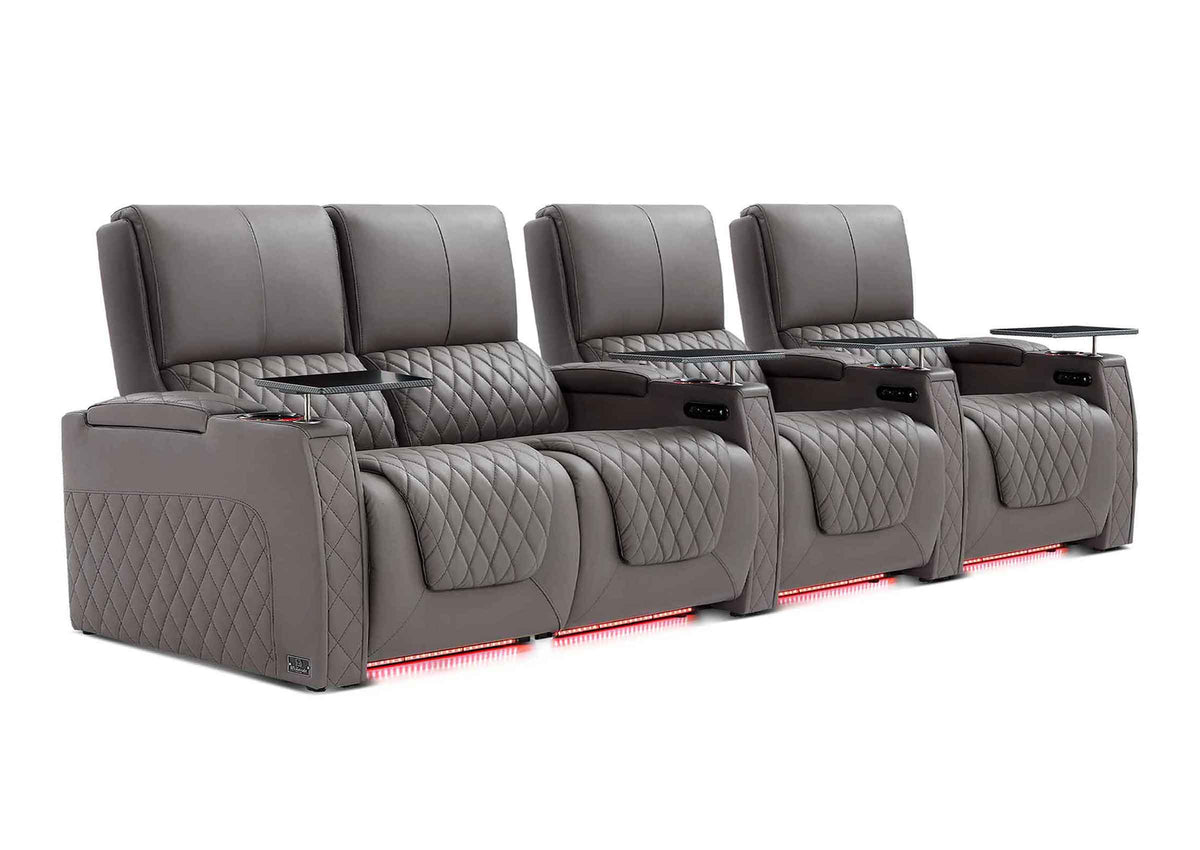 Weilianda AstroUltra XL Series – Big & Tall Design Four Seat Power Recliner | Top Grain Leather & Multi-color Lighting